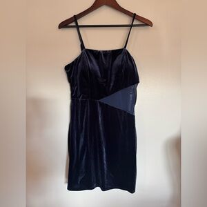 Trixxi Navy Velvet Mini Dress with midriff mesh insert NWT Size XL